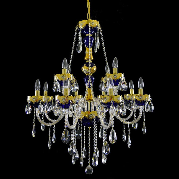 Rosso 12 Crystal Glass Chandelier (Gold/Silver) - Wranovsky - Luxury Lighting Boutique