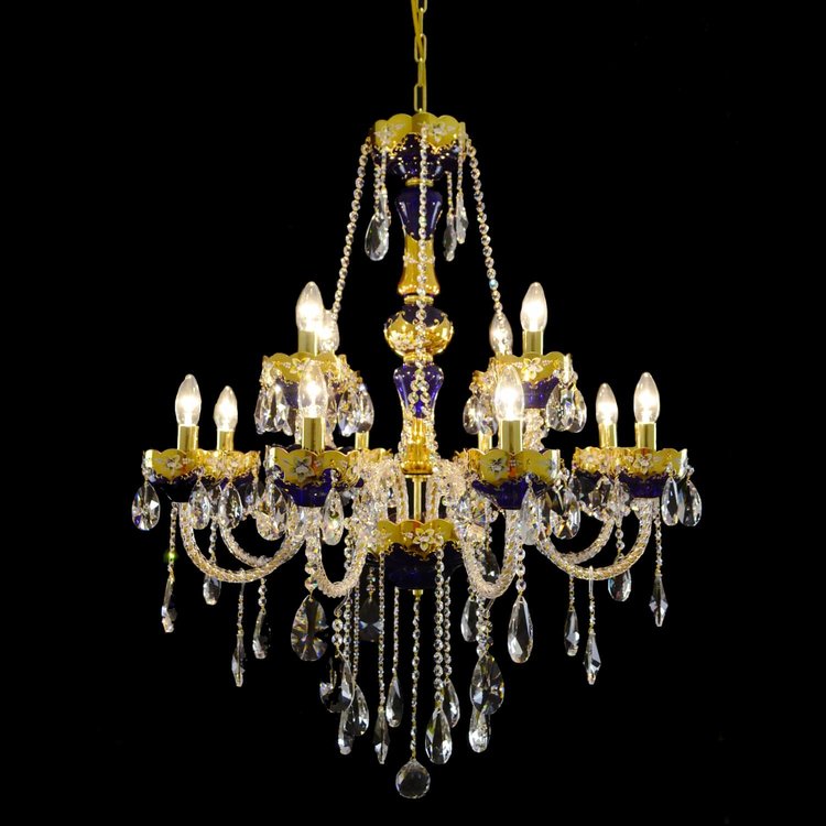 Rosso 12 Crystal Glass Chandelier (Gold/Silver) - Wranovsky - Luxury Lighting Boutique