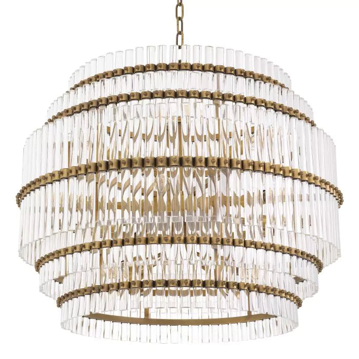 Scottsdale Modern Brass Glass Chandelier - (Antique Brass Finish | Clear Glass) - Eichholtz - Luxury Lighting Boutique