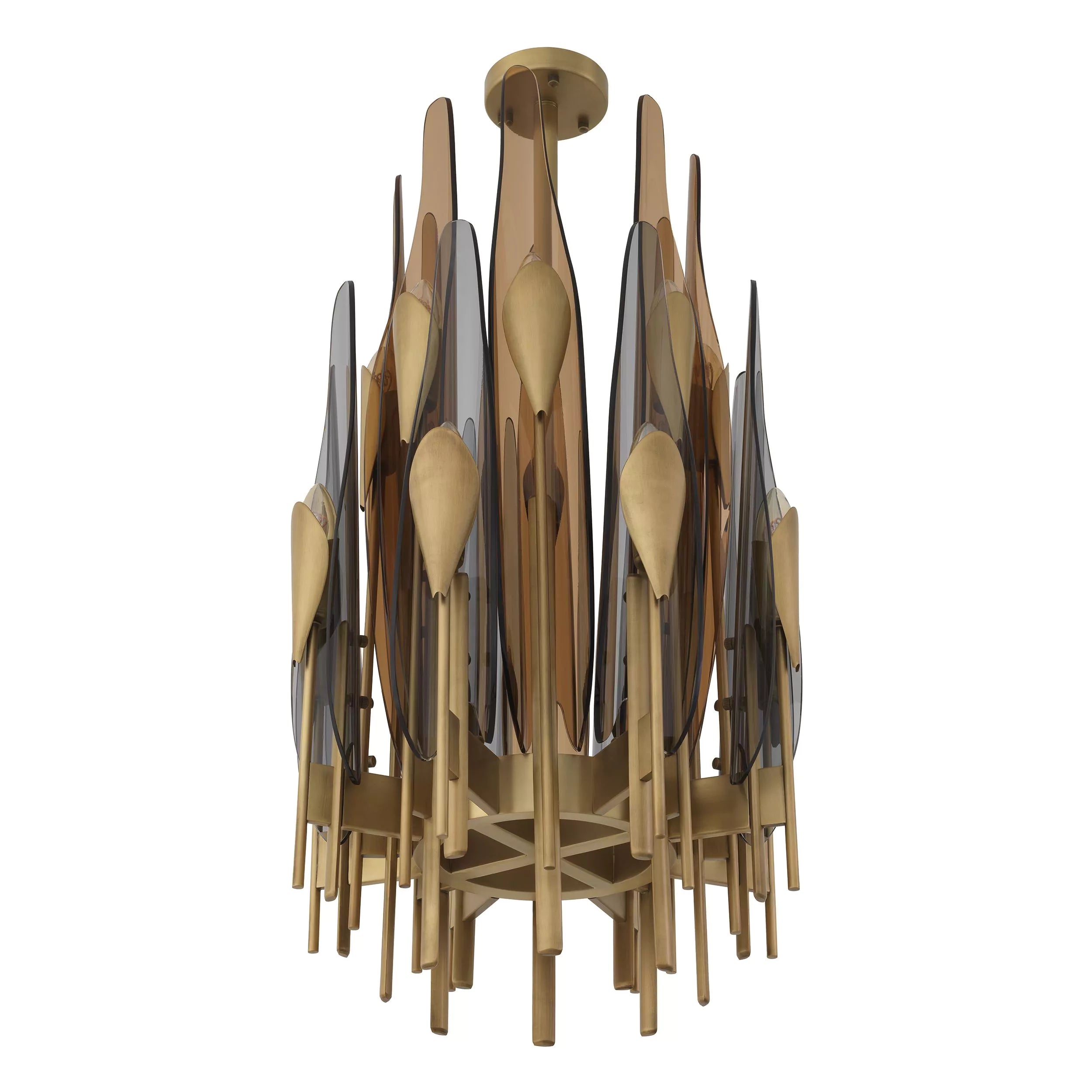 Sky Vertical Modern Brass Chandelier [Antique Brass/Bronze Highlight Finish) - Eichholtz - Luxury Lighting Boutique