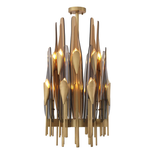 Sky Vertical Modern Brass Chandelier [Antique Brass/Bronze Highlight Finish) - Eichholtz - Luxury Lighting Boutique