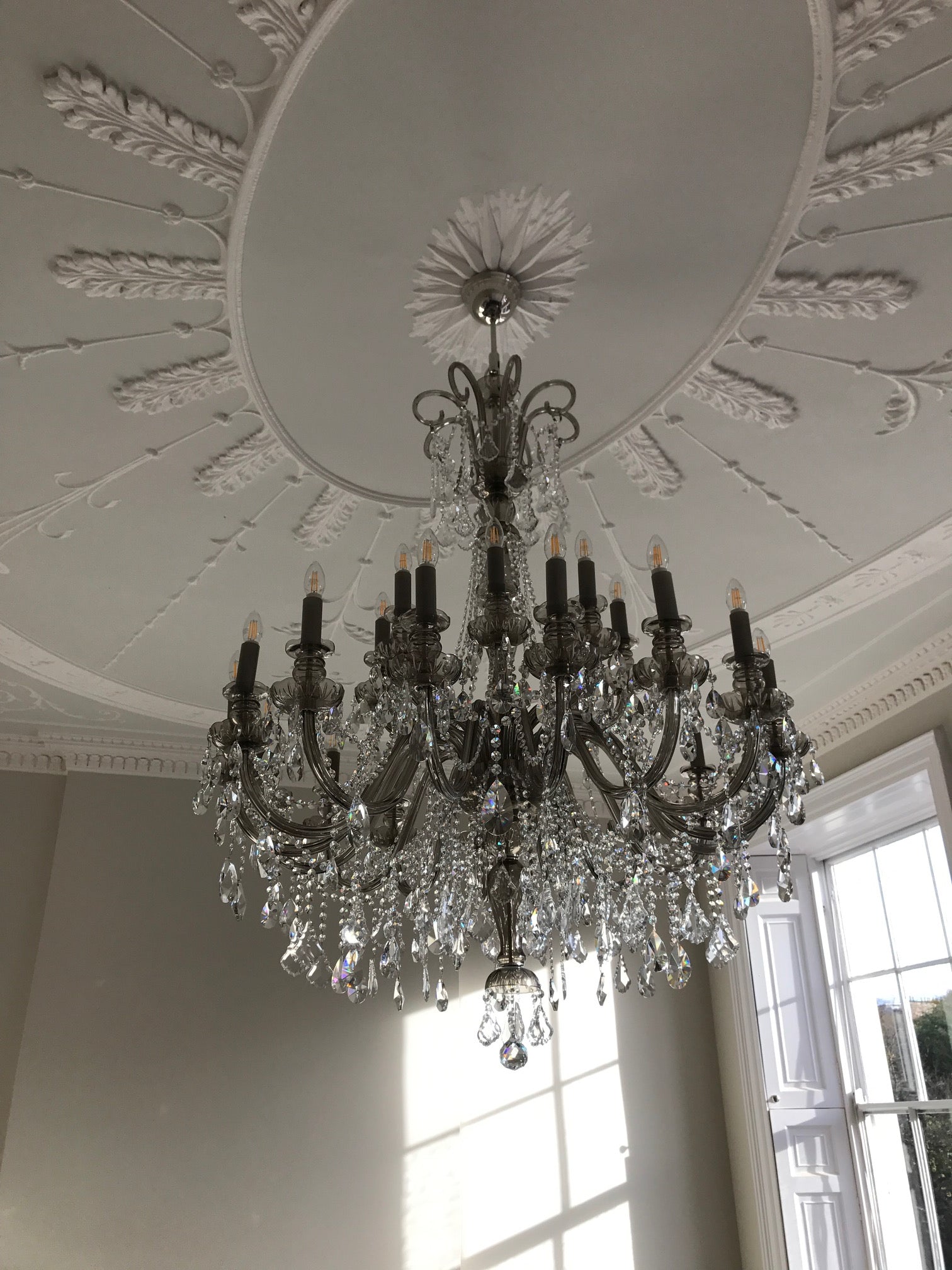 Smoke Grey 24-Light Crystal Chandelier - Glass LPS - Luxury Lighting Boutique