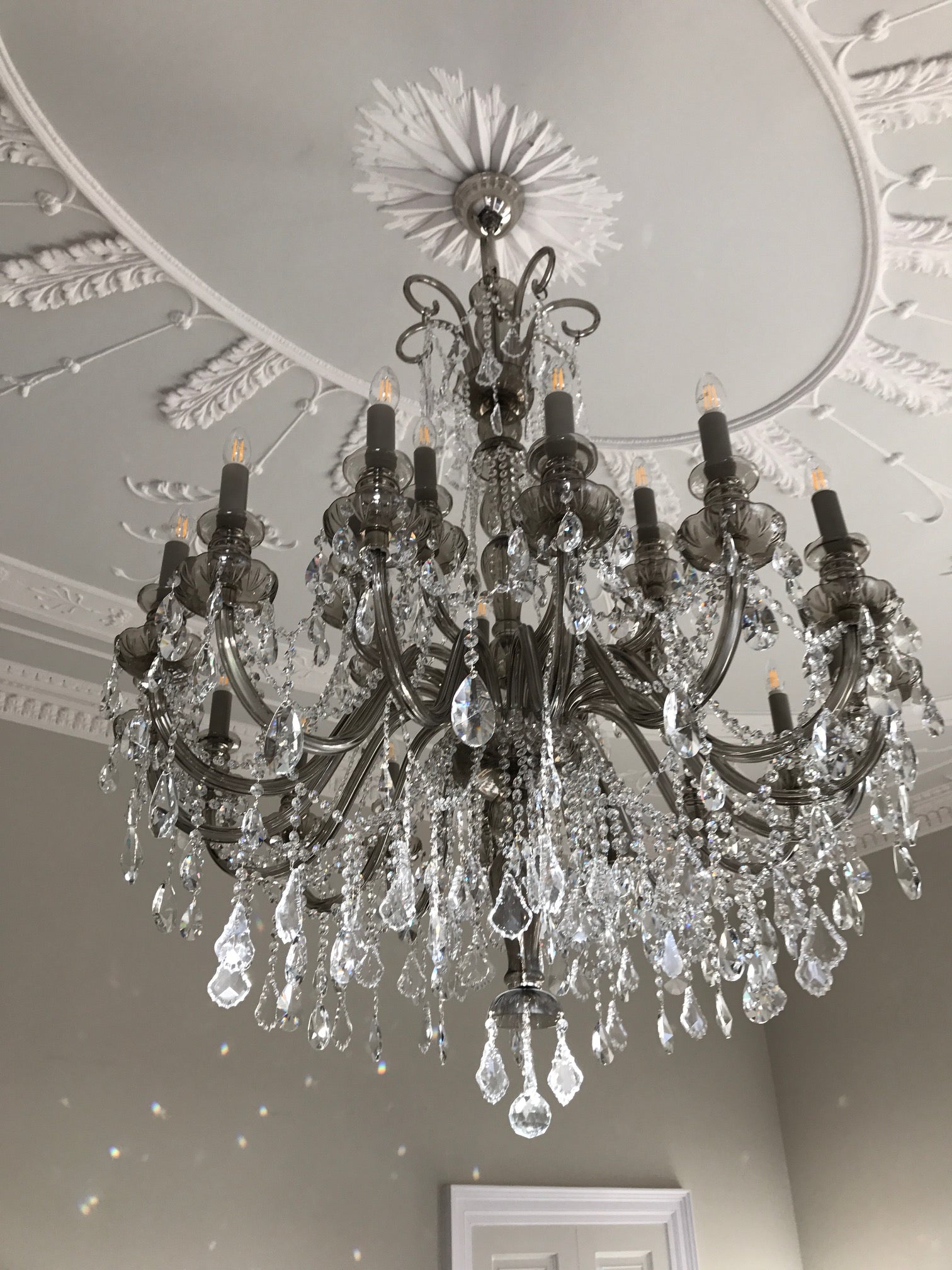 Smoke Grey 24-Light Crystal Chandelier - Glass LPS - Luxury Lighting Boutique