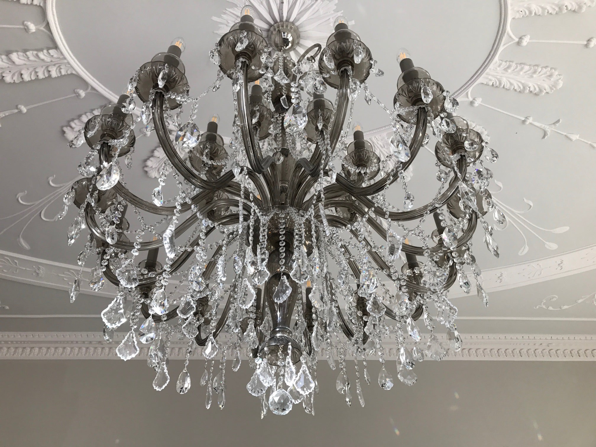 Smoke Grey 24-Light Crystal Chandelier - Glass LPS - Luxury Lighting Boutique