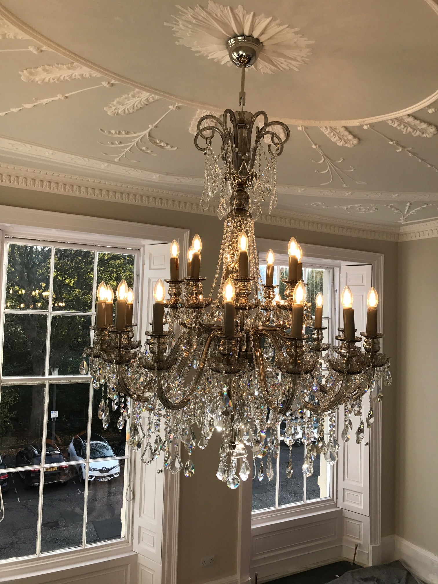 Smoke Grey 24-Light Crystal Chandelier - Glass LPS - Luxury Lighting Boutique