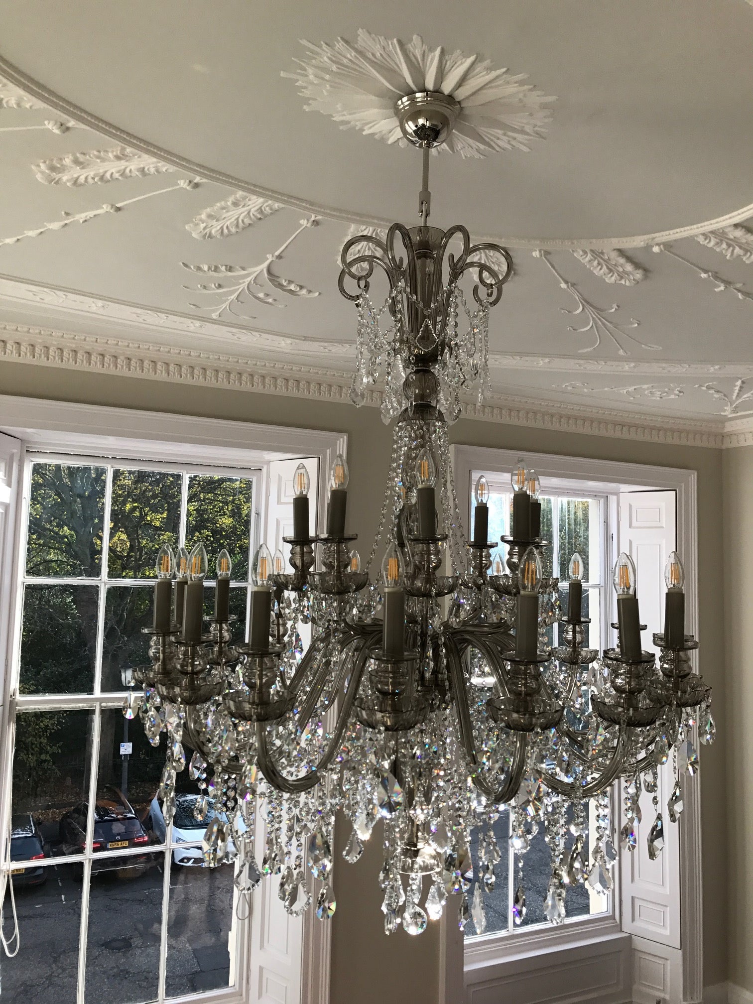 Smoke Grey 24-Light Crystal Chandelier - Glass LPS - Luxury Lighting Boutique