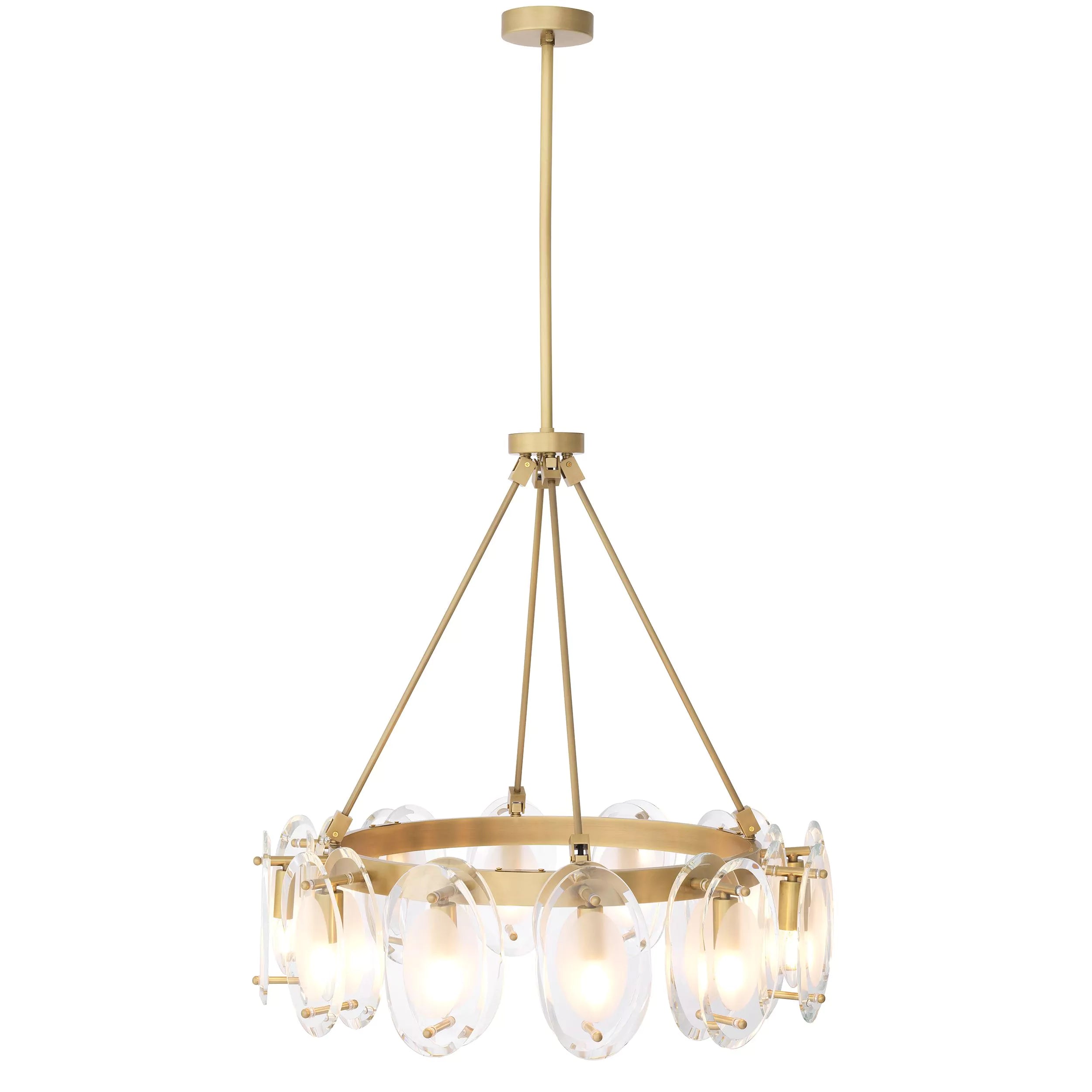 Sublime Modern Brass Chandelier [Antique Brass Finish/Bevelled Glass] - Eichholtz - Luxury Lighting Boutique