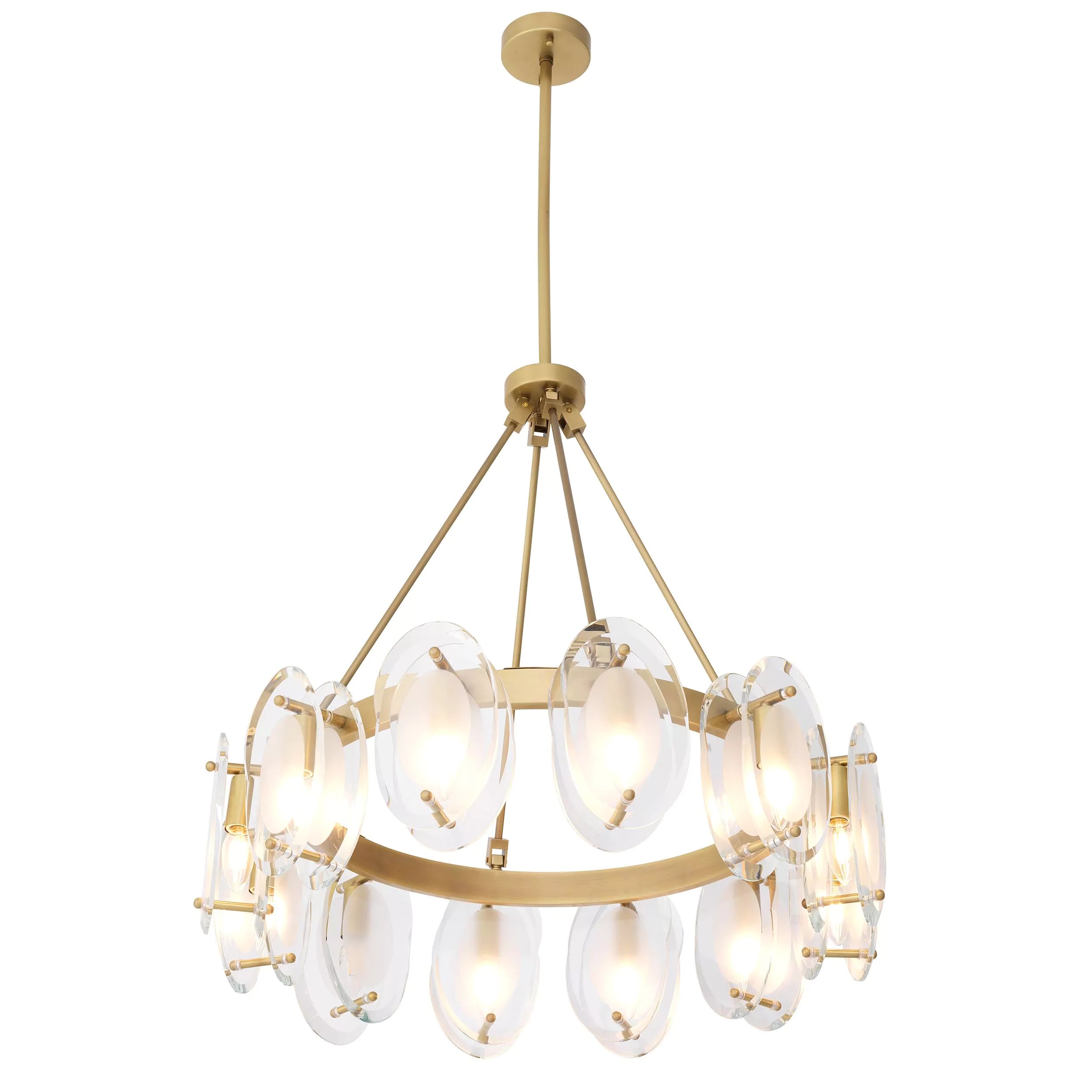 Sublime Modern Brass Chandelier [Antique Brass Finish/Bevelled Glass] - Eichholtz - Luxury Lighting Boutique