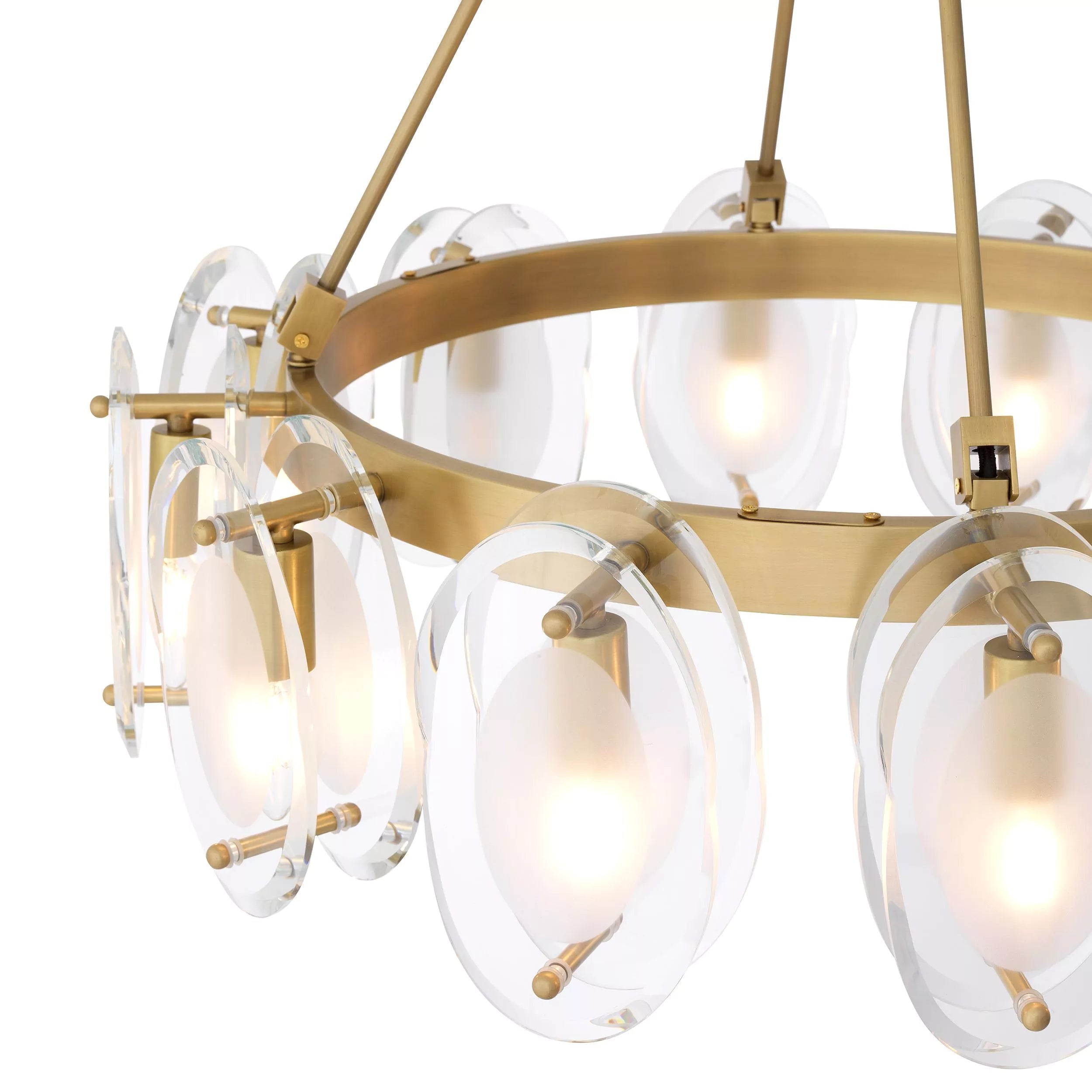 Sublime Modern Brass Chandelier [Antique Brass Finish/Bevelled Glass] - Eichholtz - Luxury Lighting Boutique