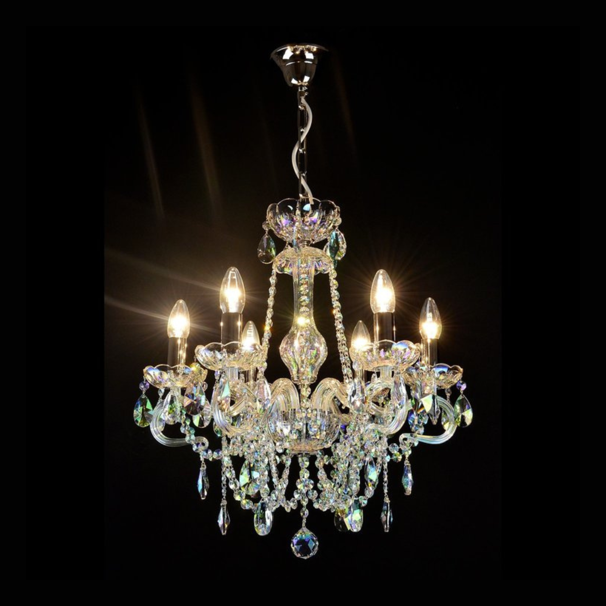 Swan 6 Crystal Glass Chandelier - Wranovsky - Luxury Lighting Boutique