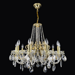 Taurus 10 Brass Crystal Glass Chandelier (Alpha Gold) - Wranovsky - Luxury Lighting Boutique