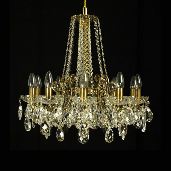 Taurus 10 Brass Crystal Glass Chandelier - Wranovsky - Luxury Lighting Boutique