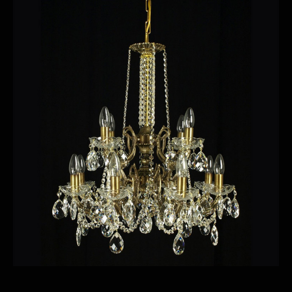 Taurus 12 Brass Crystal Glass Chandelier (Alpha Gold) - Wranovsky - Luxury Lighting Boutique