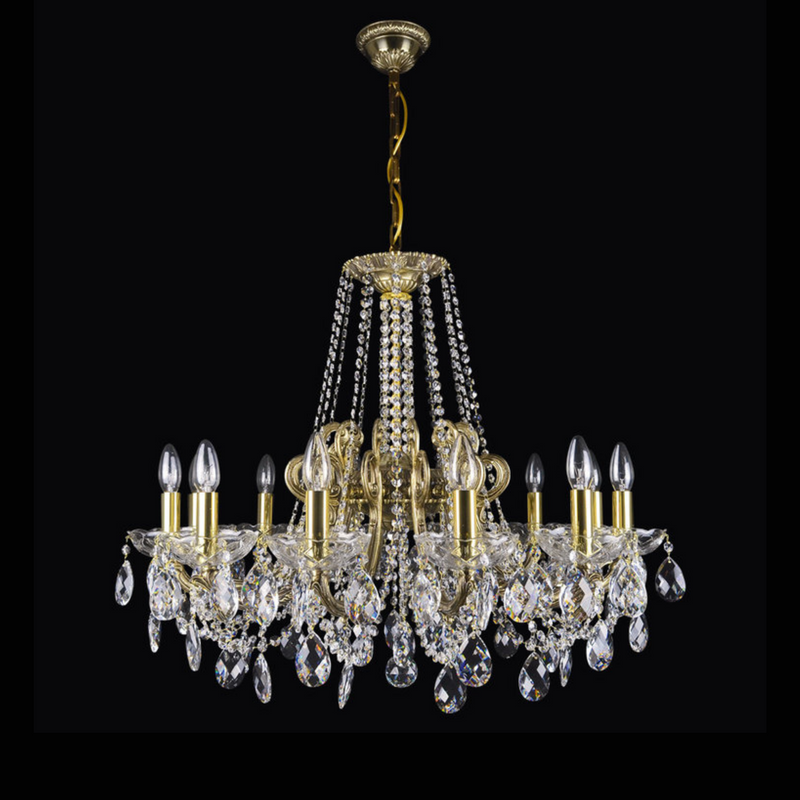 Taurus 12 Brass Crystal Glass Chandelier (Beta Gold) - Wranovsky - Luxury Lighting Boutique