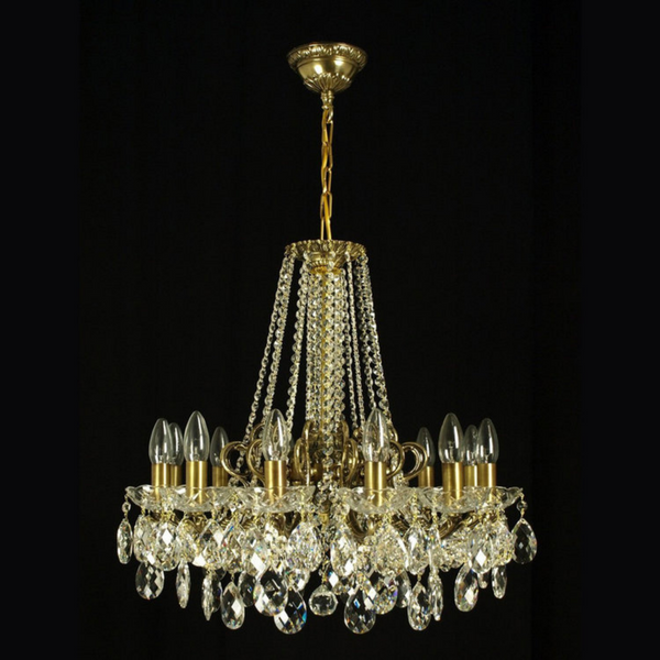 Taurus 12 Brass Crystal Glass Chandelier - Wranovsky - Luxury Lighting Boutique