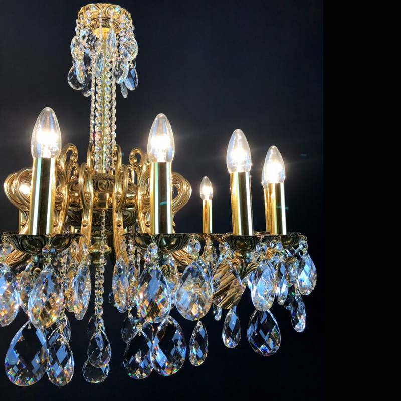 Taurus 16 Brass Crystal Glass Chandelier (Alpha Gold) - Wranovsky - Luxury Lighting Boutique