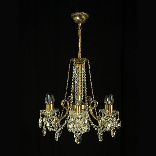 Taurus 6 Brass Crystal Glass Chandelier - Wranovsky - Luxury Lighting Boutique