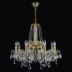 Taurus 8 Brass Crystal Glass Chandelier (Beta Gold) - Wranovsky - Luxury Lighting Boutique