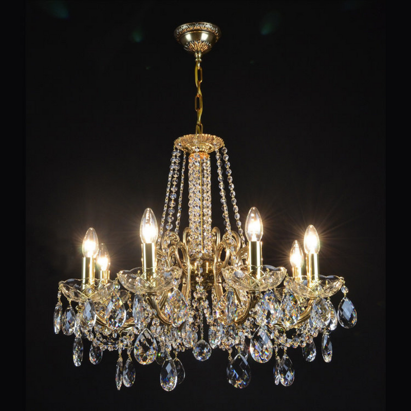 Taurus 8 Brass Crystal Glass Chandelier (Beta Gold) - Wranovsky - Luxury Lighting Boutique