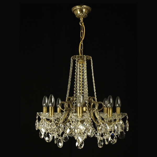 Taurus 8 Brass Crystal Glass Chandelier - Wranovsky - Luxury Lighting Boutique