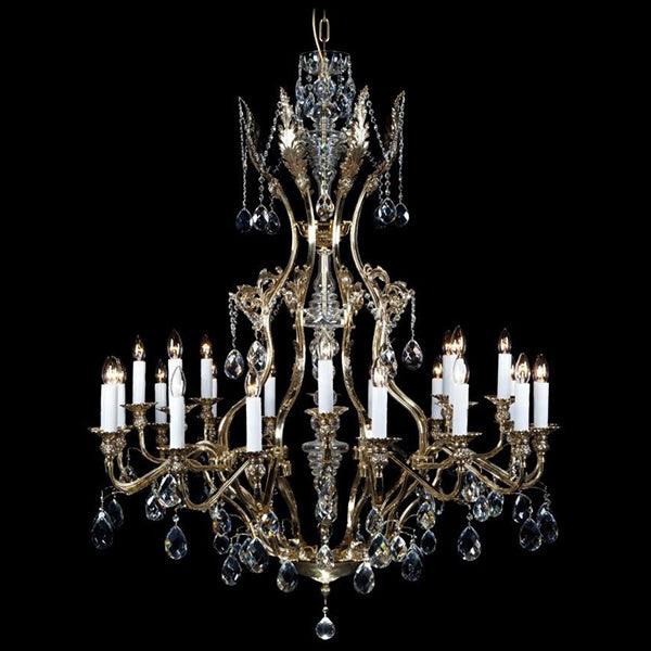 Traditional 24-Light Brass & Crystal Chandelier - Glass LPS - Luxury Lighting Boutique