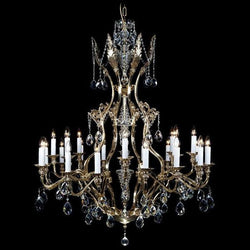 Traditional 24-Light Brass & Crystal Chandelier - Glass LPS - Luxury Lighting Boutique