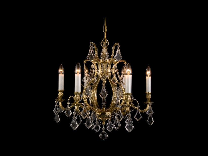 Traditional 6-Light Brass Crystal Chandelier - Glass LPS - Luxury Lighting Boutique