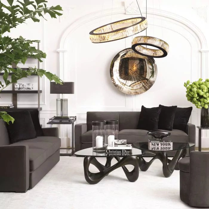 Vancouver L Modern Chandelier (Black Finish & Glass) - Eichholtz - Luxury Lighting Boutique