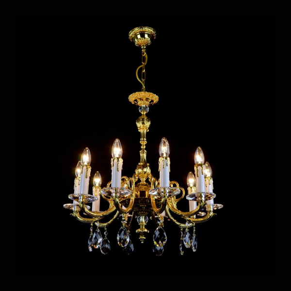 Vera 10 Brass/Crystal Glass Chandelier - Wranovsky - Luxury Lighting Boutique