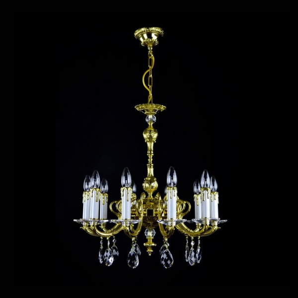 Vera 10 Brass/Crystal Glass Chandelier - Wranovsky - Luxury Lighting Boutique