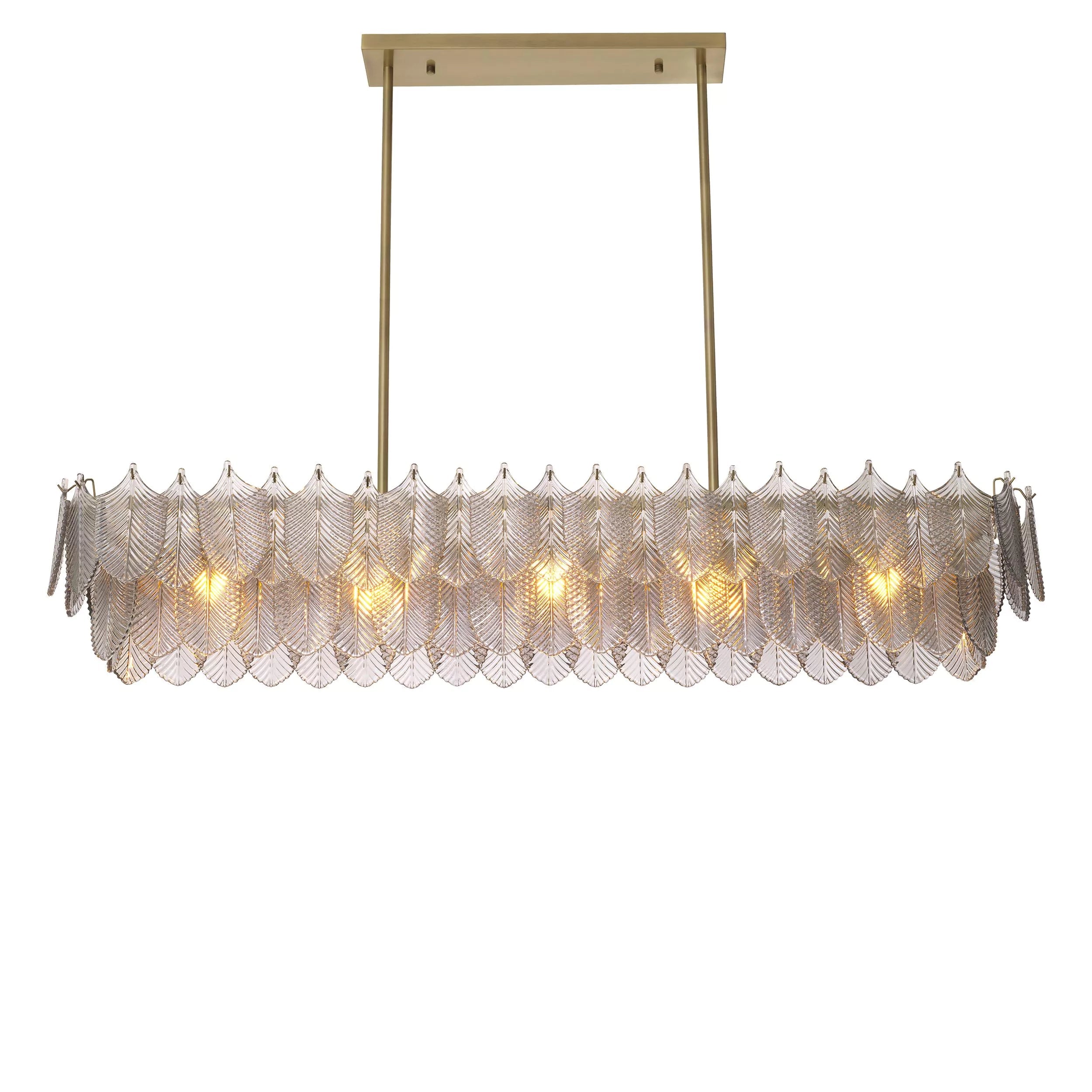 Verbier Rectangle Modern Brass Chandelier - (Light Brushed Brass Finish/Smoke Glass) - Eichholtz - Luxury Lighting Boutique