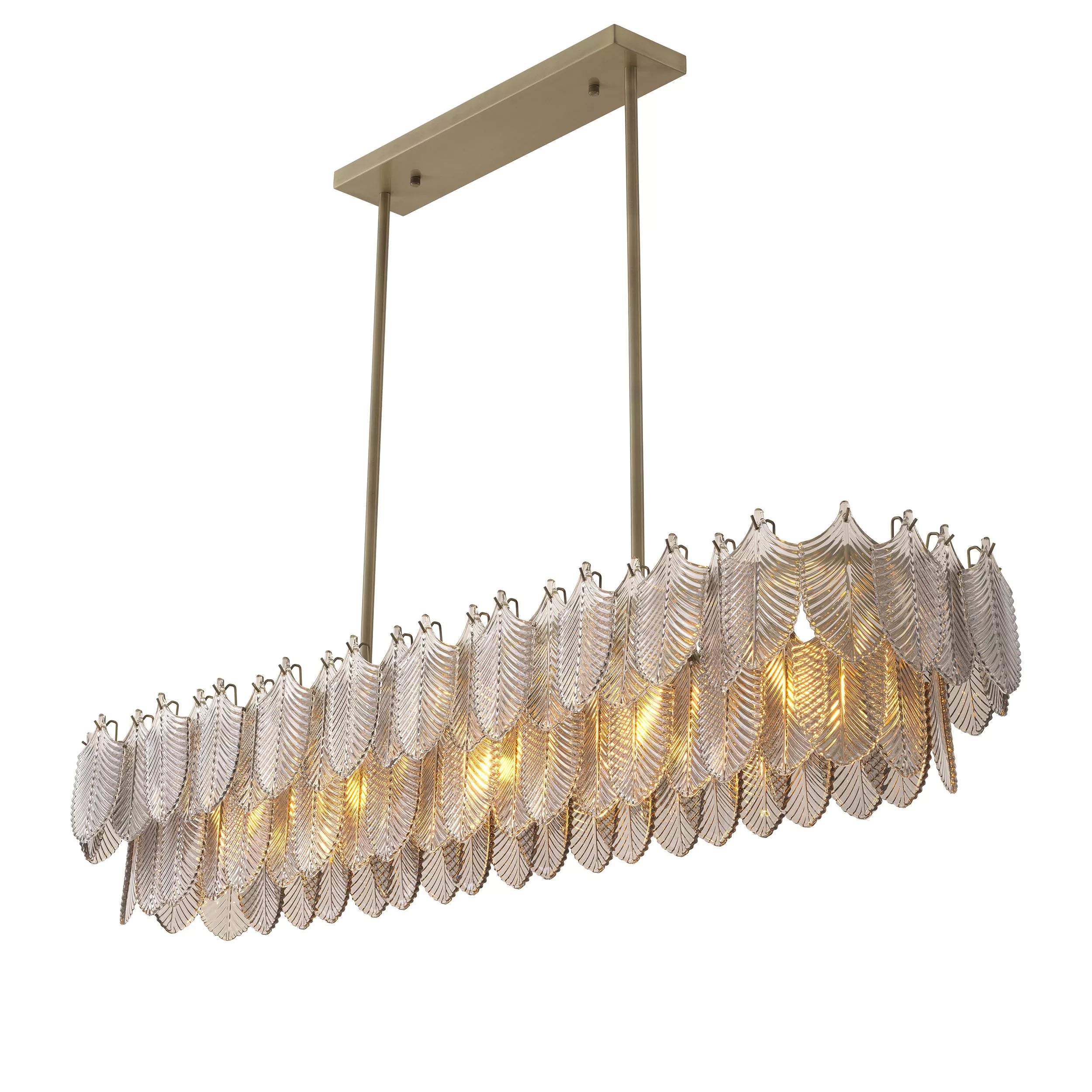 Verbier Rectangle Modern Brass Chandelier - (Light Brushed Brass Finish/Smoke Glass) - Eichholtz - Luxury Lighting Boutique