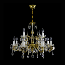 Virgo 12 Brass/Crystal Glass Chandelier - Wranovsky - Luxury Lighting Boutique