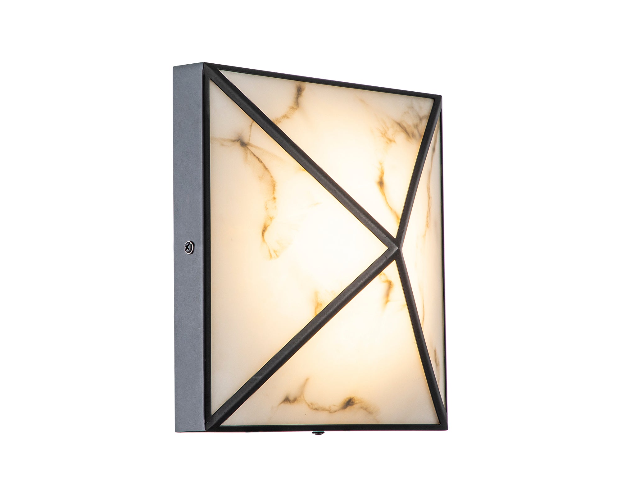 Abacus Wall Light by Liang & Eimil featuring faux alabaster and a matte black geometric metal frame