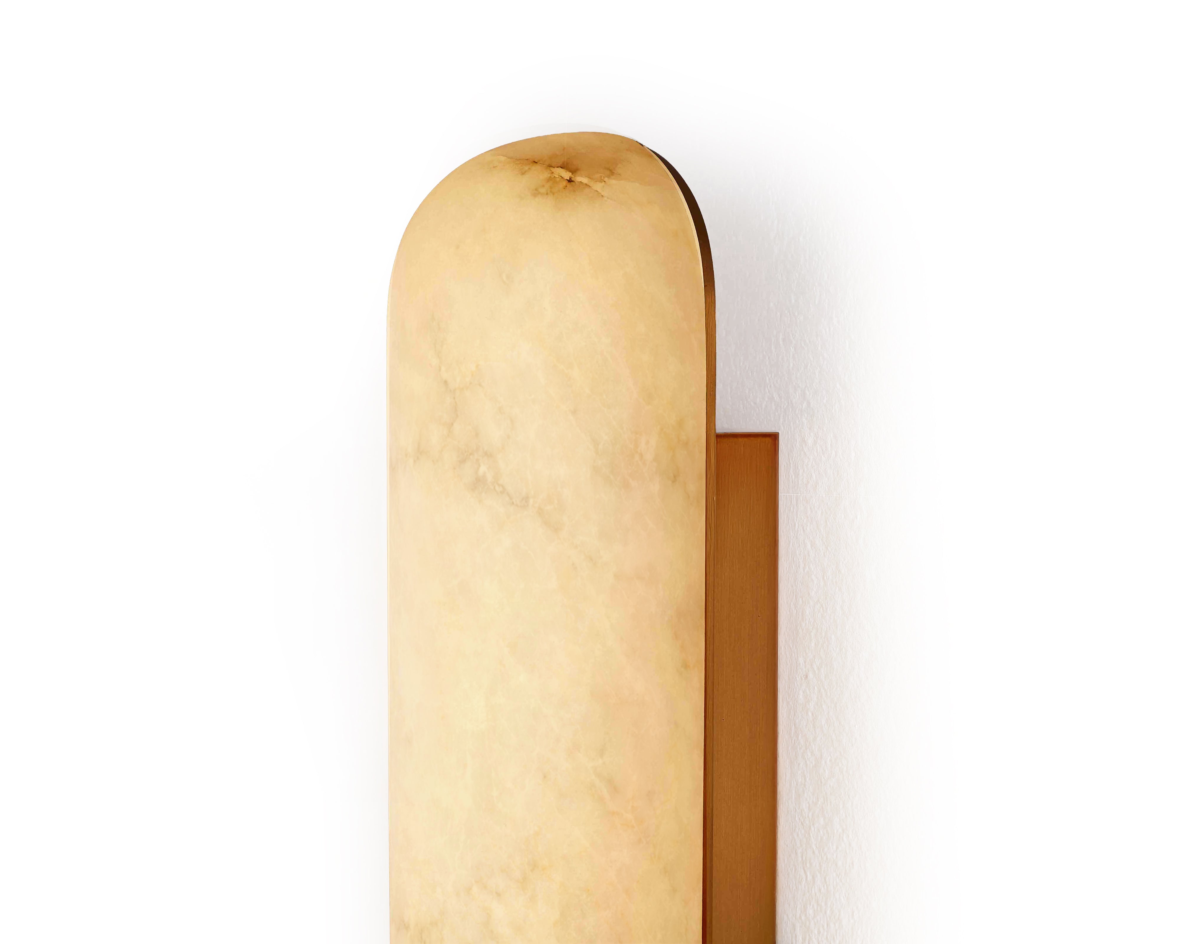 Alura IP44 Wall Light - Liang & Eimil featuring alabaster diffuser with brushed brass finish.