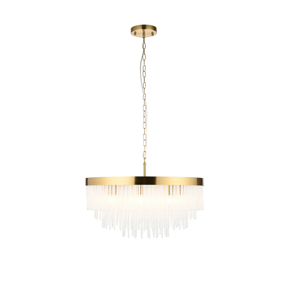 Close-up highlighting the warm brushed aged brass metalwork