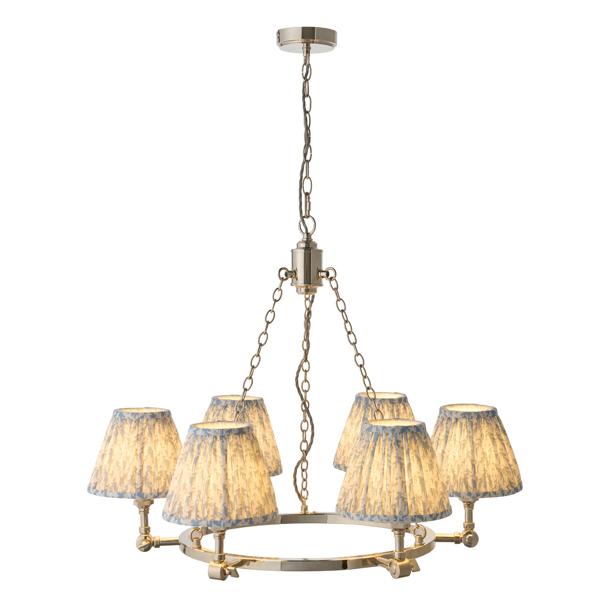 Side profile revealing the pendant's elegant proportions and classic chandelier silhouette