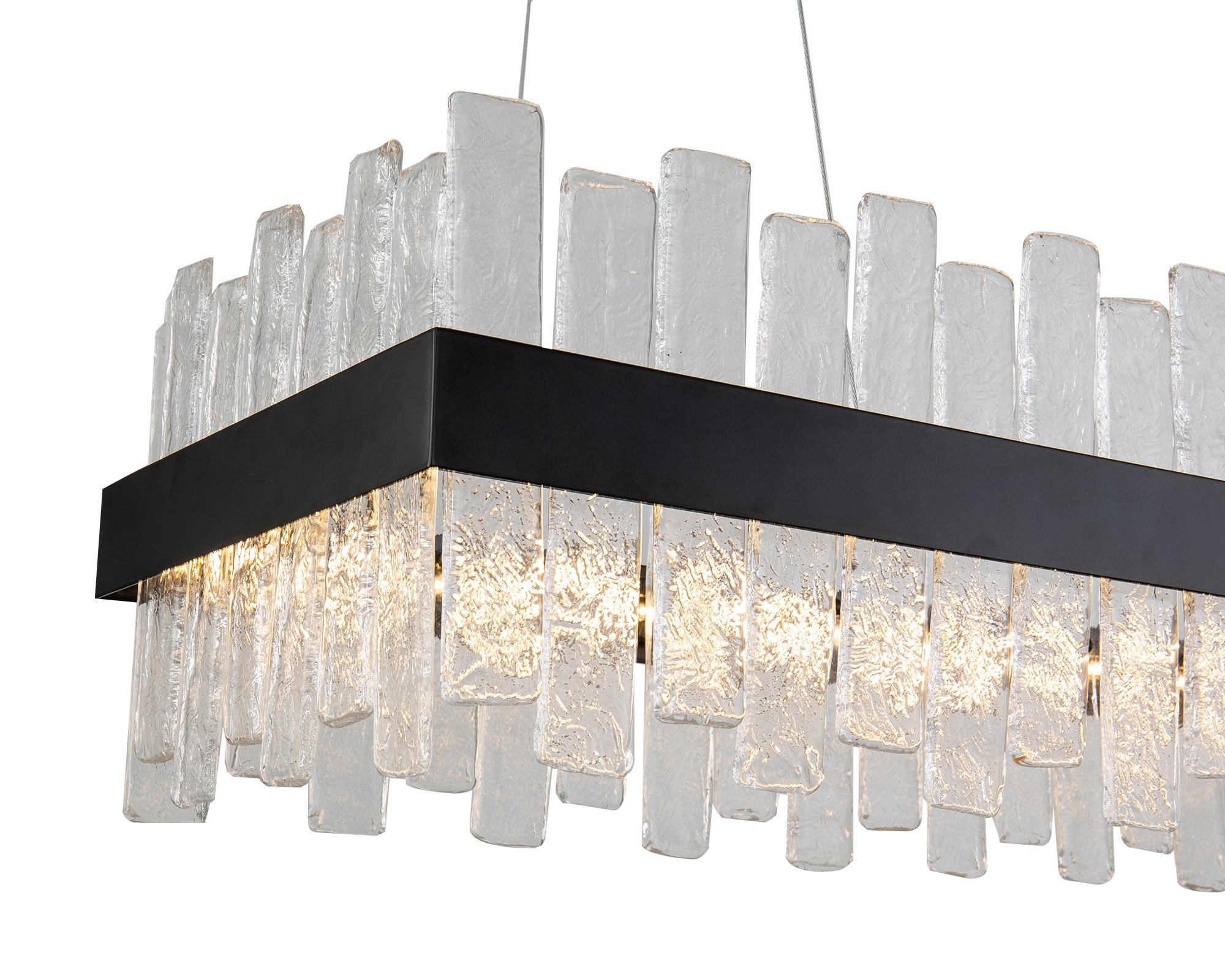 Aura Pendant Lamp - Liang & Eimil featuring organic clear glass panels and a matt black frame.