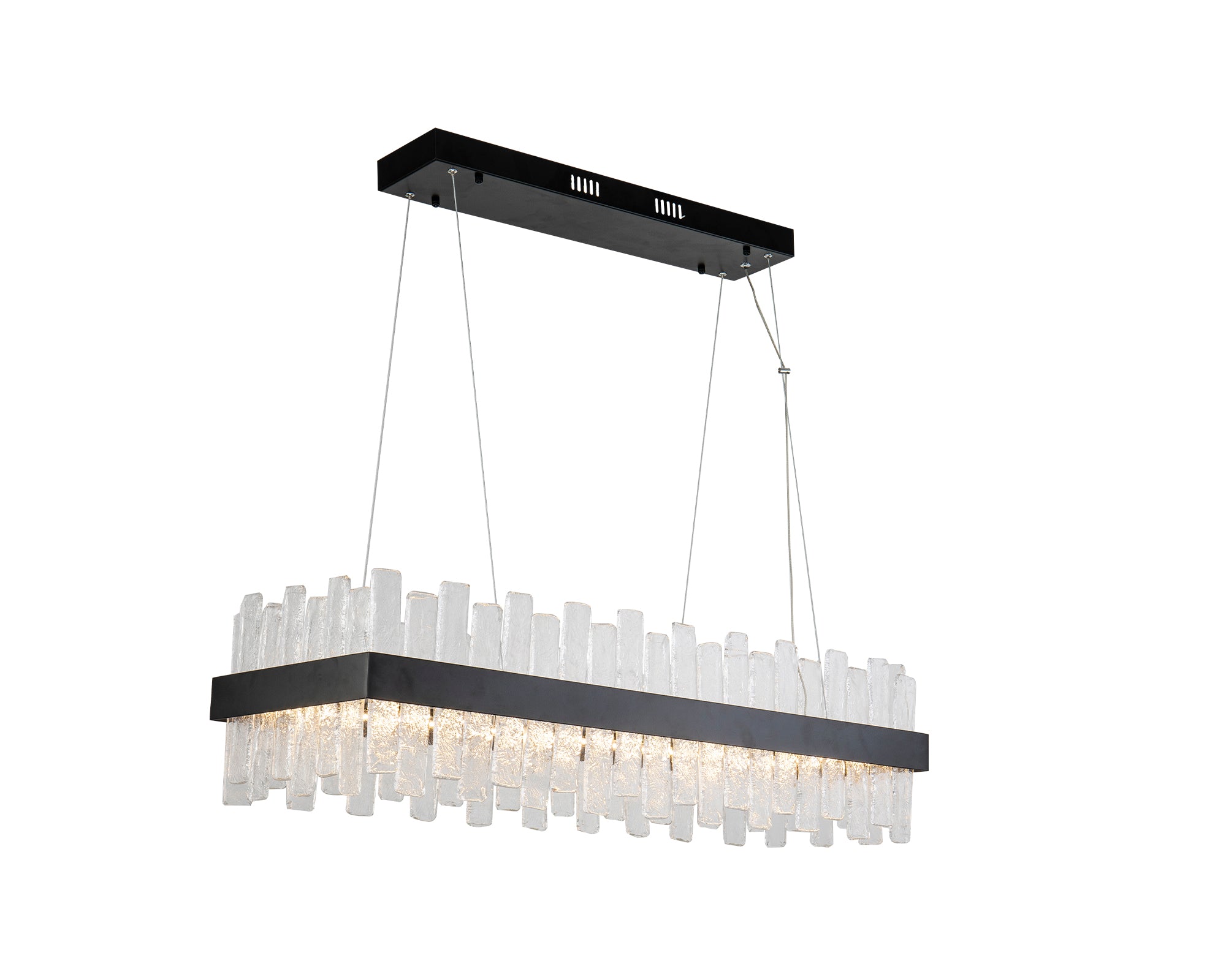 Aura Pendant Lamp - Liang & Eimil featuring organic clear glass panels and a matt black frame.