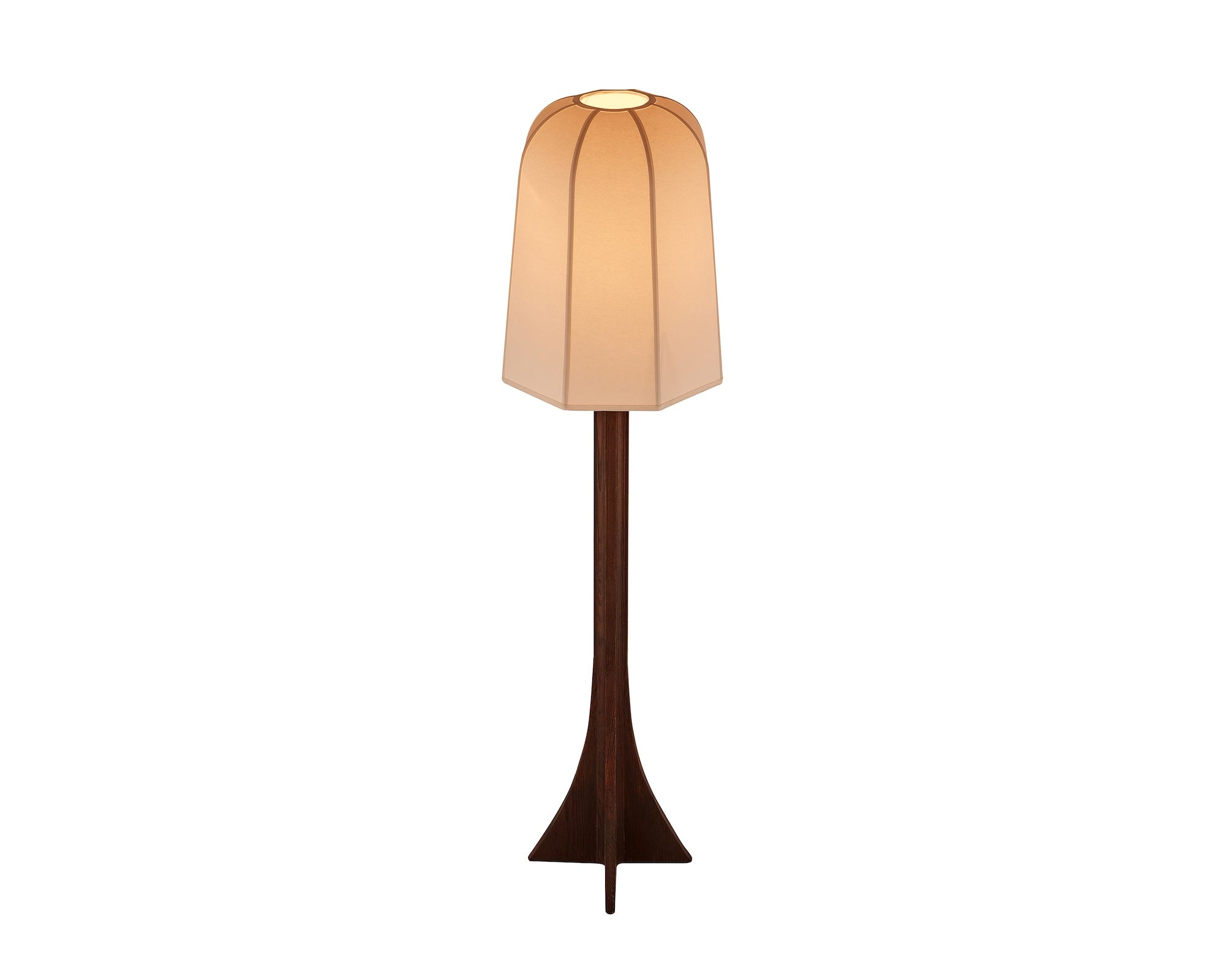 Axel Floor Lamp by Liang & Eimil featuring a classic brown ash wood base and white linen shade
