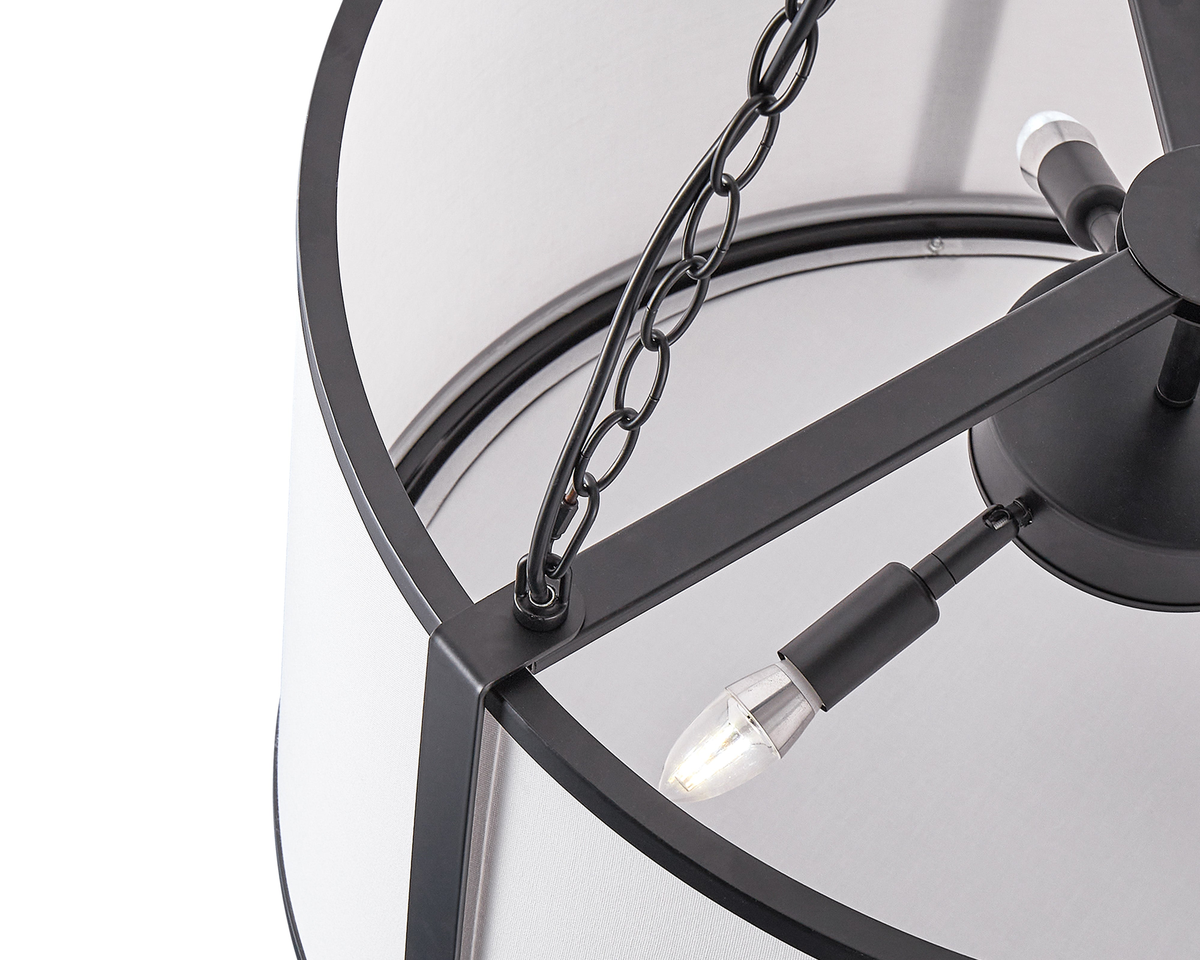 Baltimore Pendant Lamp - Liang & Eimil featuring an off-white linen shade and matt black finish.