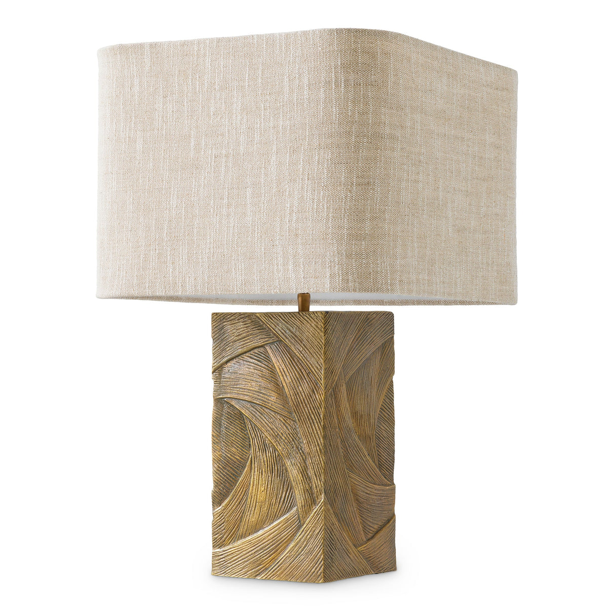 Sculptural Bandol Table Lamp featuring a richly detailed vintage brass base