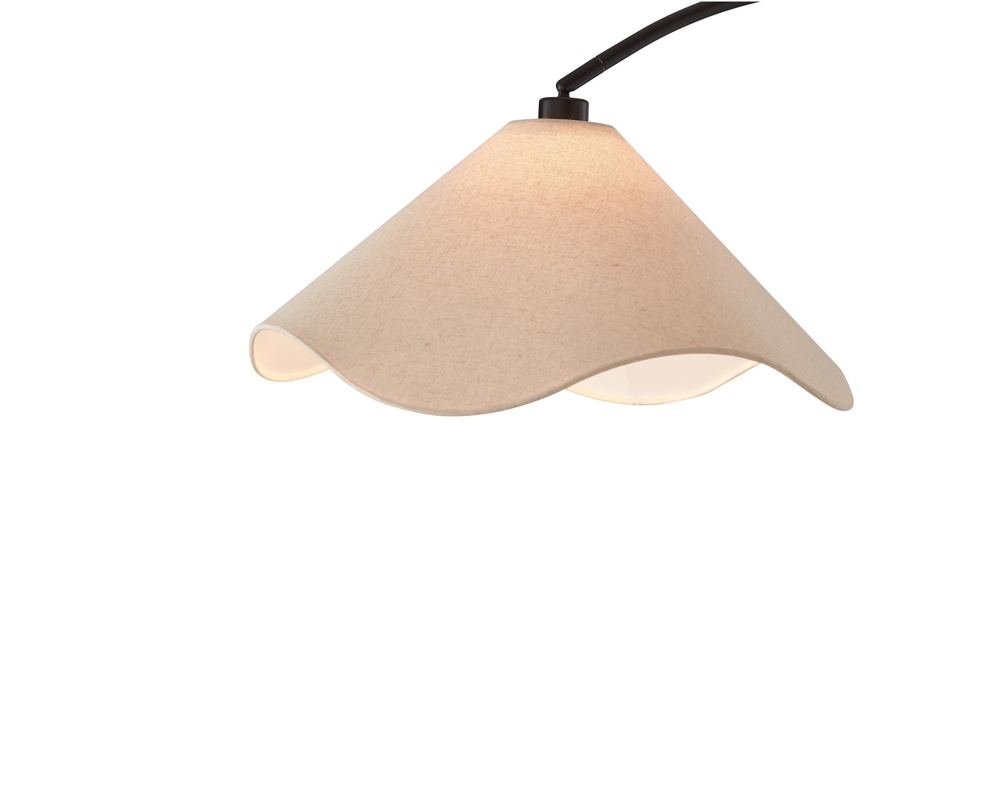 Blossom Floor Lamp by Liang & Eimil featuring an arched matte black frame and beige linen shade