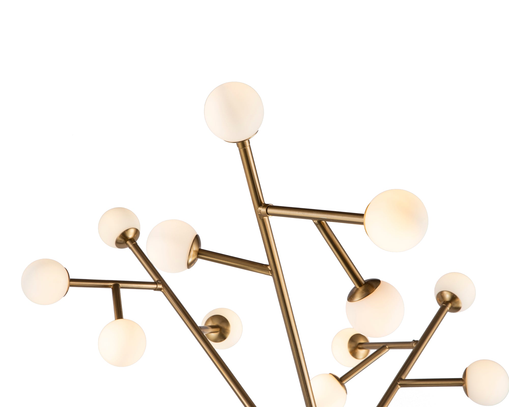 Bosco Floor Lamp by Liang & Eimil featuring an antique brass branching frame with frosted white glass globes