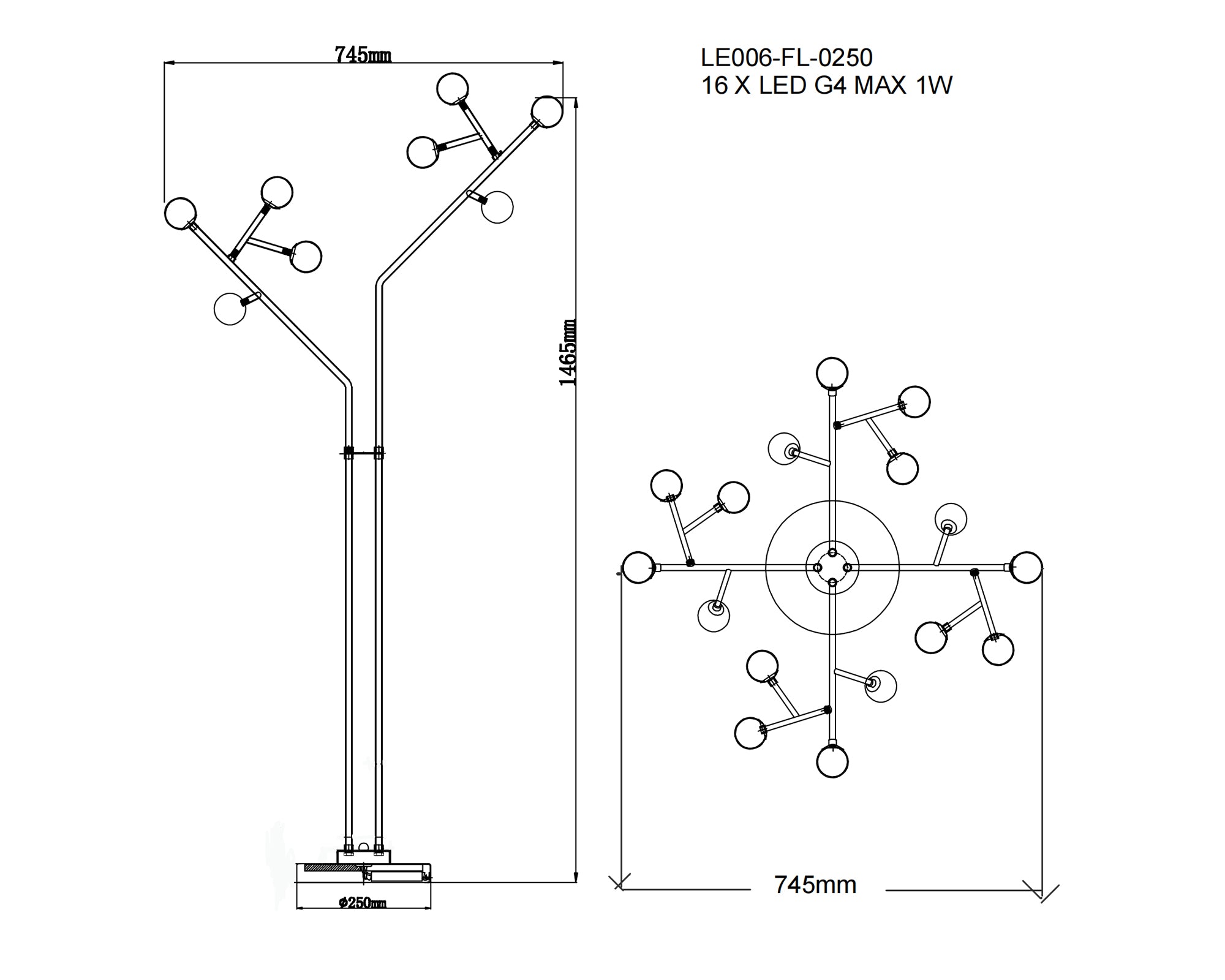 Bosco Floor Lamp by Liang & Eimil featuring an antique brass branching frame with frosted white glass globes