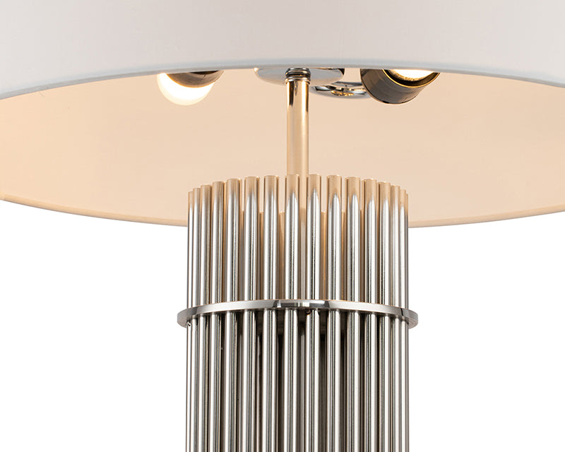 Bouquet Table Lamp by Liang & Eimil featuring a sculptural bound rod design with a polished nickel finish