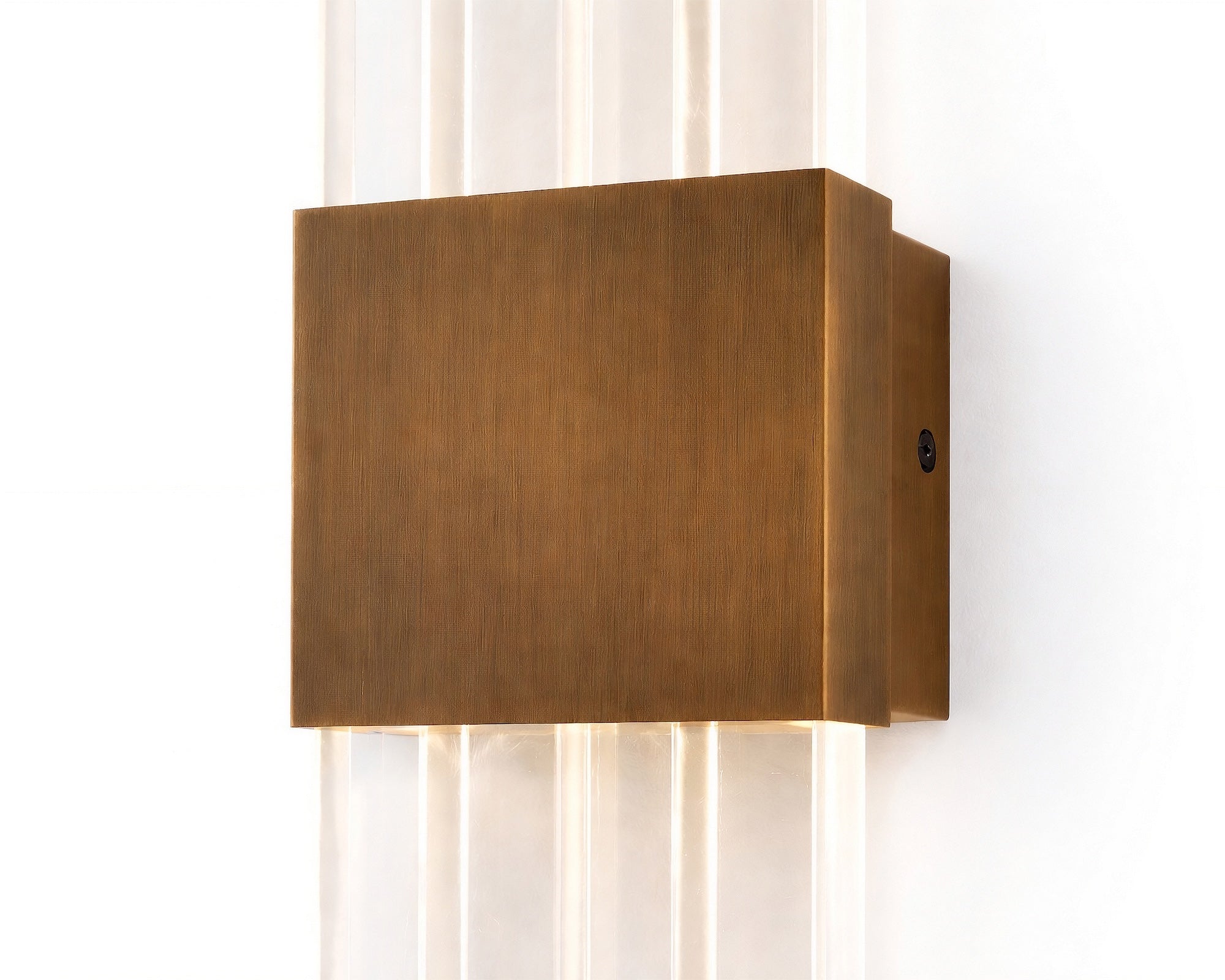 Bravura IP44 Wall Light by Liang & Eimil with transparent acrylic layers and brushed brass finish