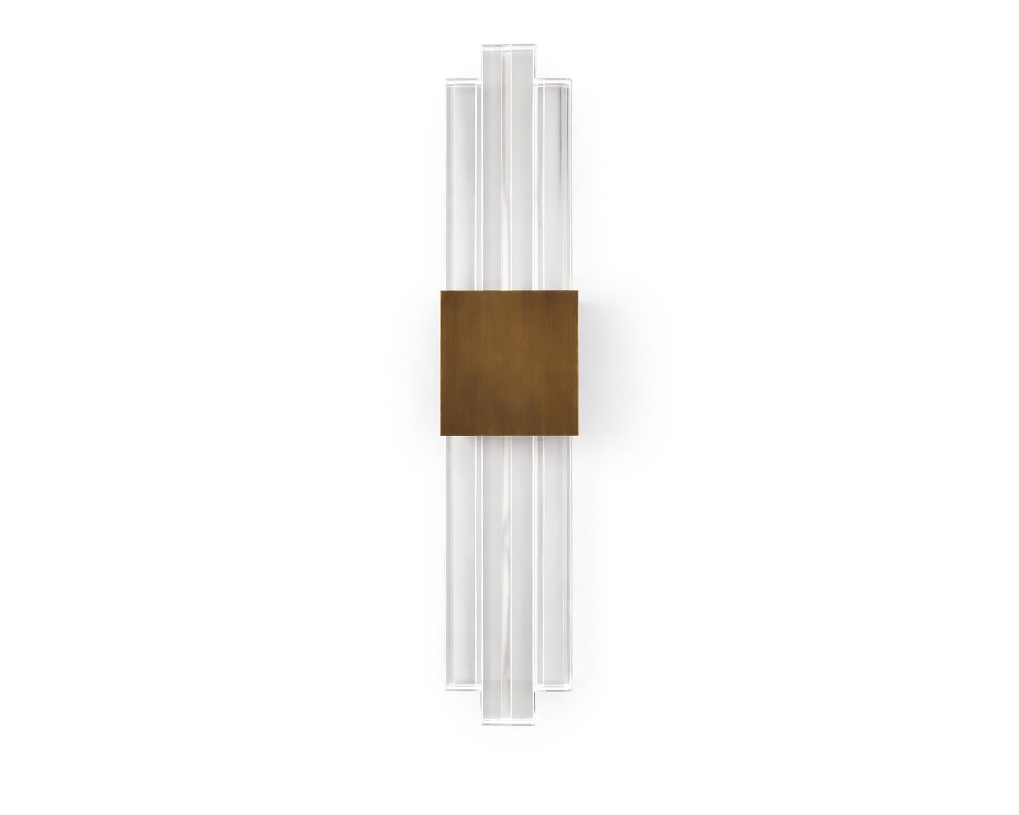 Bravura IP44 Wall Light by Liang & Eimil with transparent acrylic layers and brushed brass finish