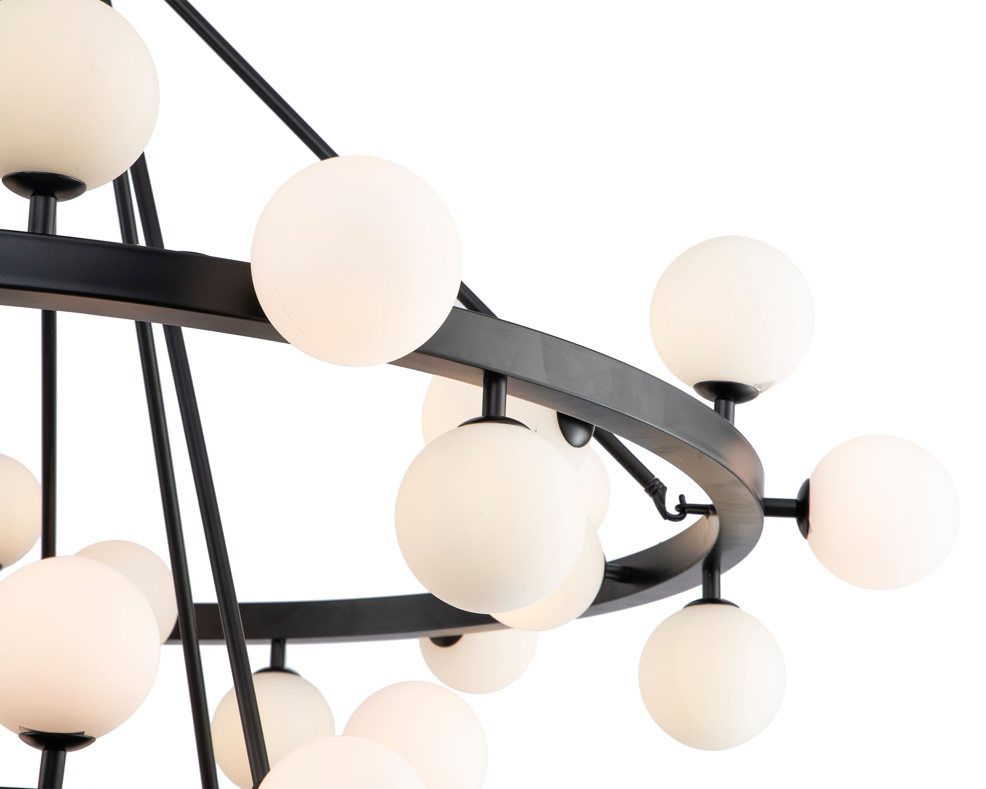 Bucolic Pendant Lamp - Liang & Eimil featuring white glass shades and a matt black frame.