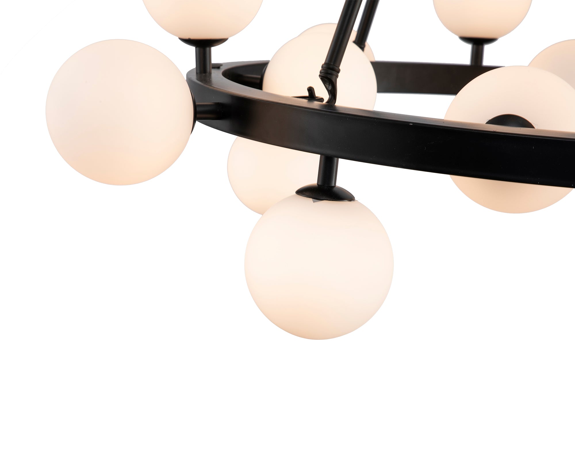 Bucolic Pendant Lamp Small - Liang & Eimil featuring white glass shades and a matt black frame.